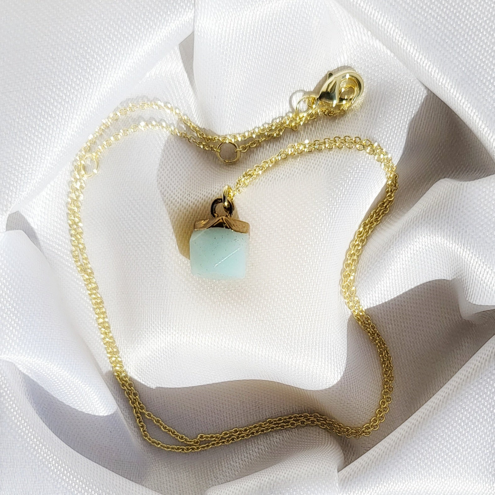 ANGELITE  14k Gold-Plated Crystal Necklace – Moonlight at