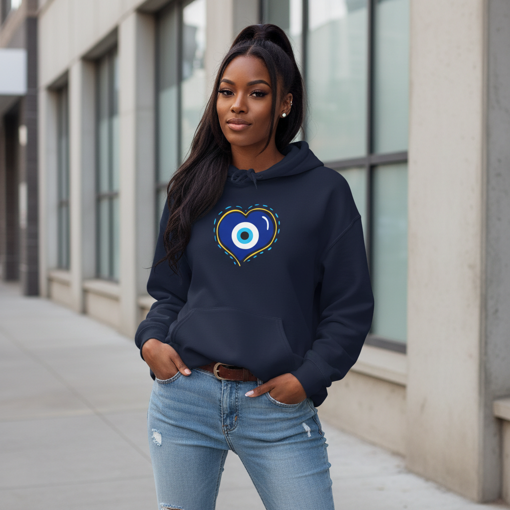 Evil Eye Heart Hoodie | Spiritual Protection Pullover