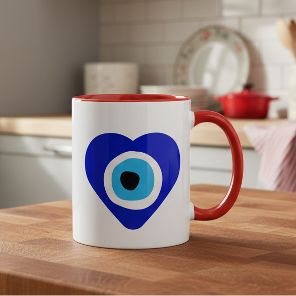 Evil Eye Heart Accent Coffee Mug