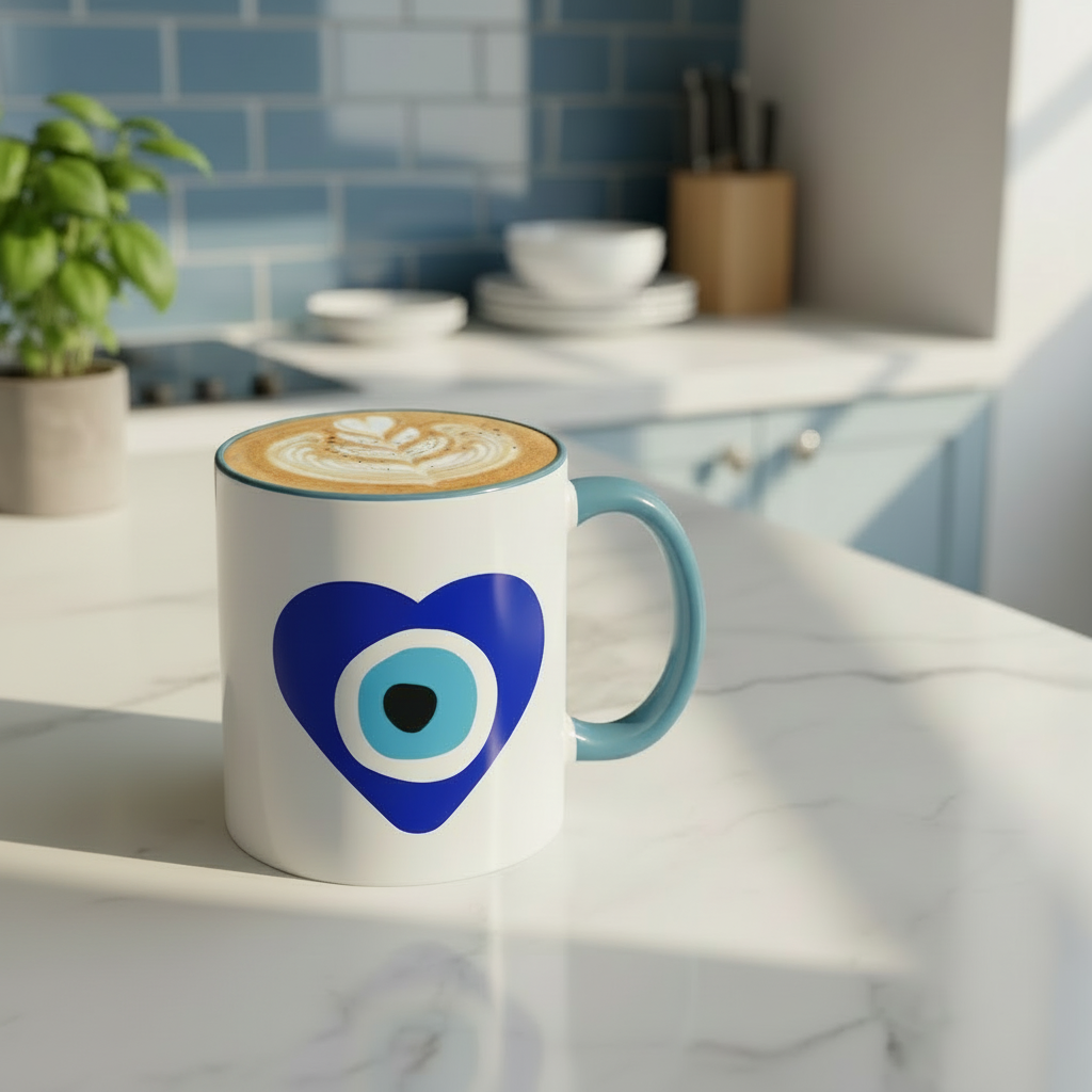 Evil Eye Heart Accent Coffee Mug