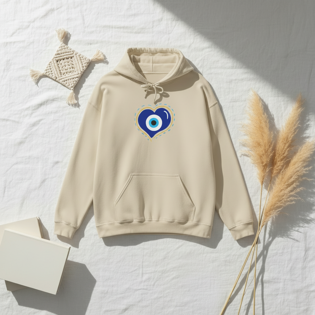 Evil Eye Heart Hoodie | Spiritual Protection Pullover