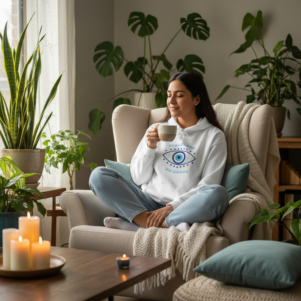 Evil Eye Hoodie | Protective Blue Eye Graphic Hooded Sweatshirt