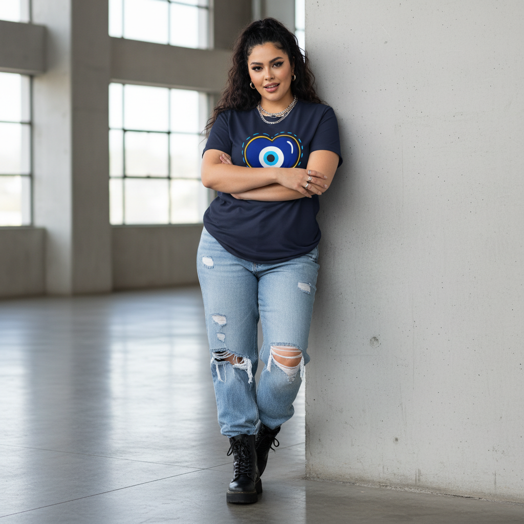 Evil Eye Heart T-Shirt | Spiritual Protection Women's Graphic Tee