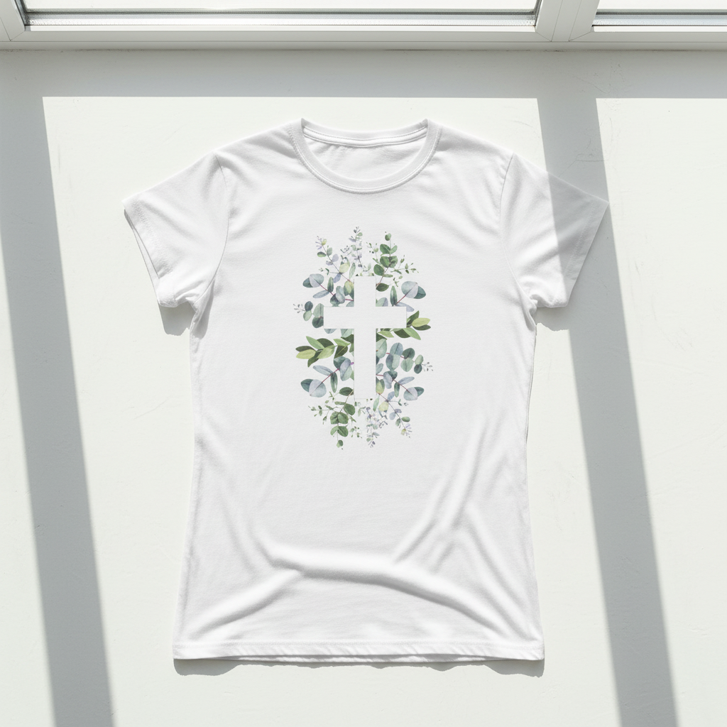 Floral Cross Christian T-Shirt | Botanical Faith Graphic Tee