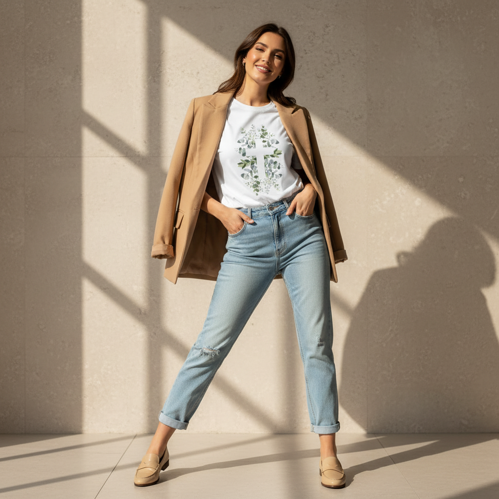 Floral Cross Christian T-Shirt | Botanical Faith Graphic Tee