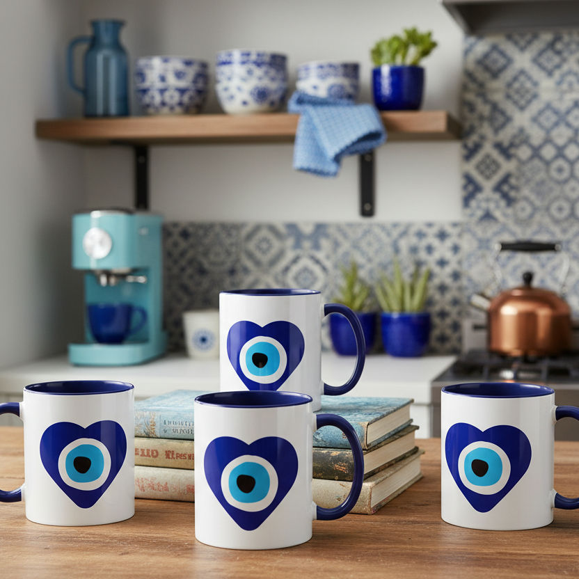 Evil Eye Heart Accent Coffee Mug