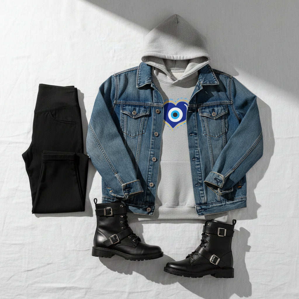 Evil Eye Heart Hoodie | Spiritual Protection Pullover