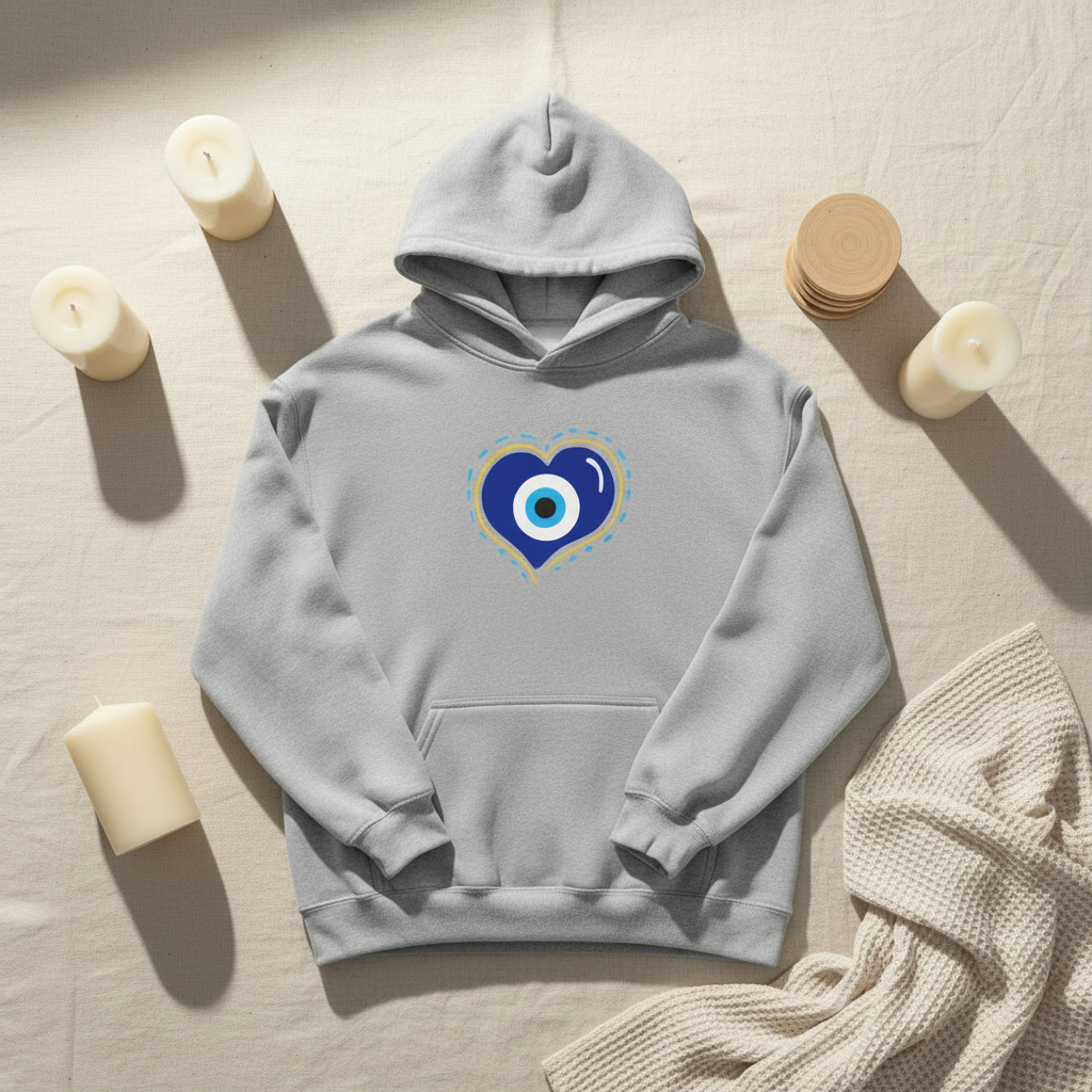 Evil Eye Heart Hoodie | Spiritual Protection Pullover