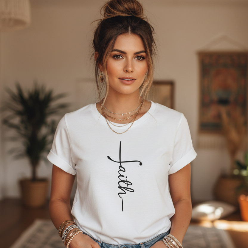 Faith Cross Christian T-Shirt | Minimalist Scripture-Inspired Graphic Tee