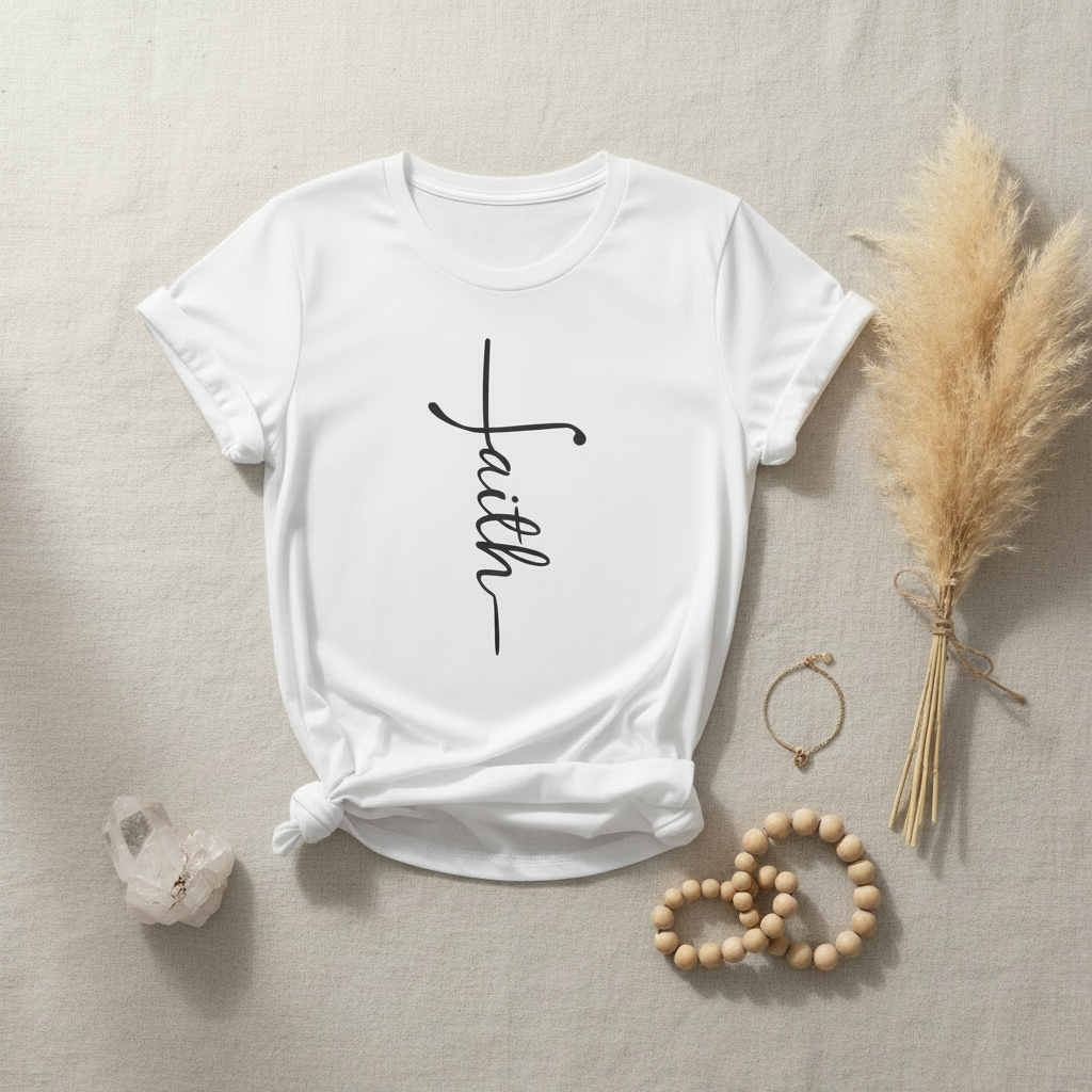 Faith Cross Christian T-Shirt | Minimalist Scripture-Inspired Graphic Tee