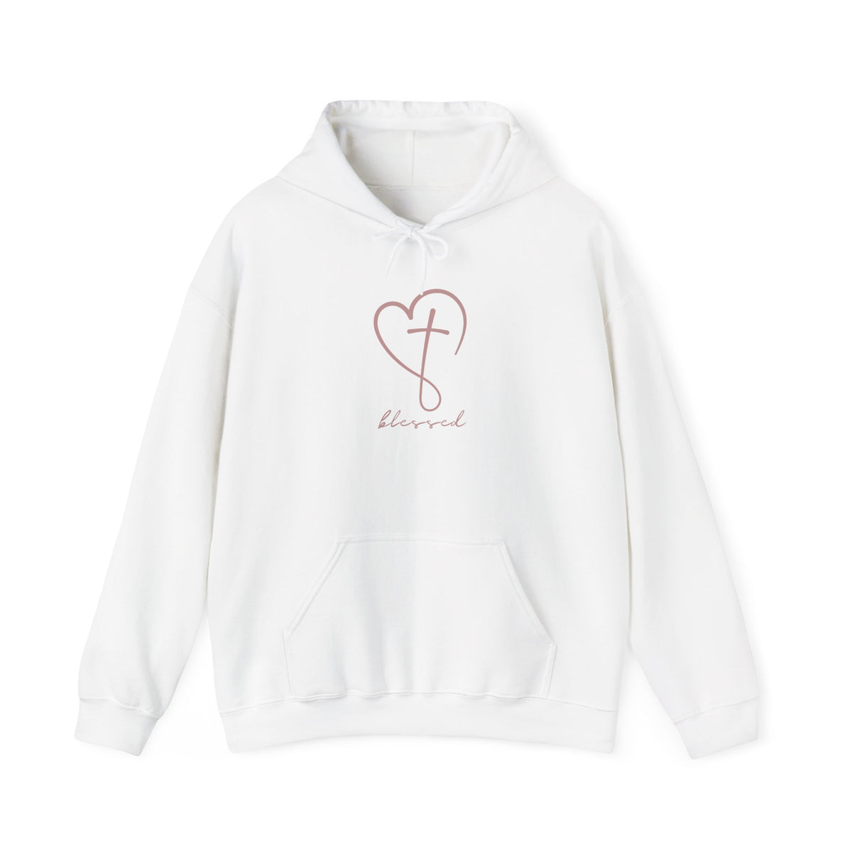 Faith Heart Hoodie | Minimal Cross &quot;Blessed&quot; Pullover