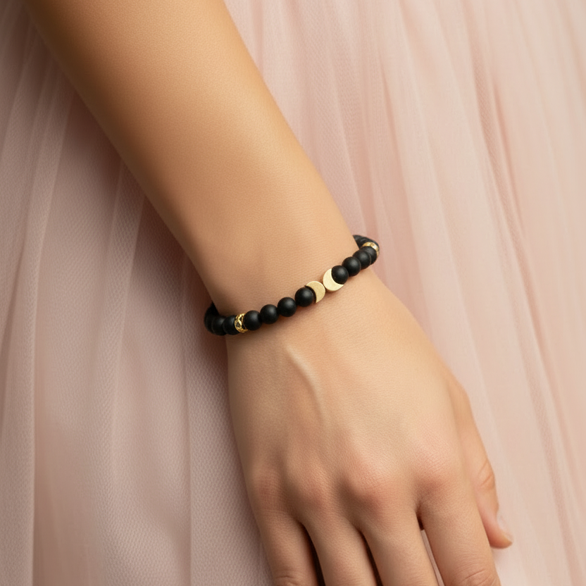 CLARITY | Onyx &amp; Rhodonite Crystal Healing Bracelet