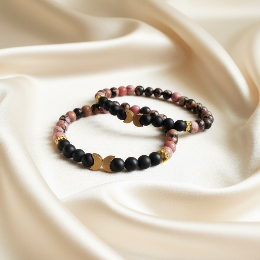CLARITY | Onyx &amp; Rhodonite Crystal Healing Bracelet