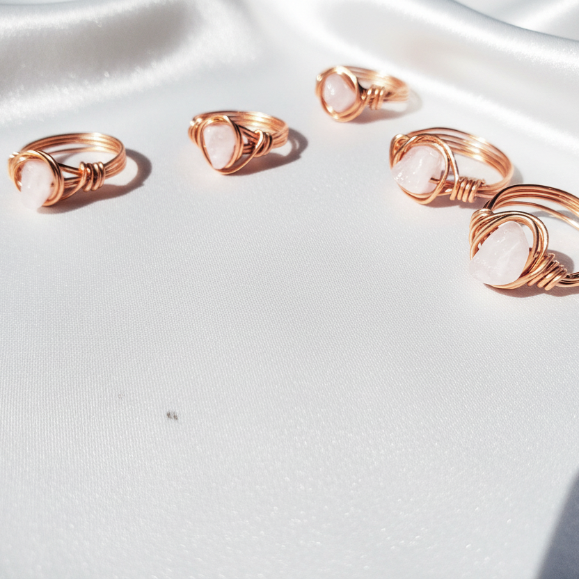 Rose Quartz | Rose Gold Handmade Wire-Wrapped Ring