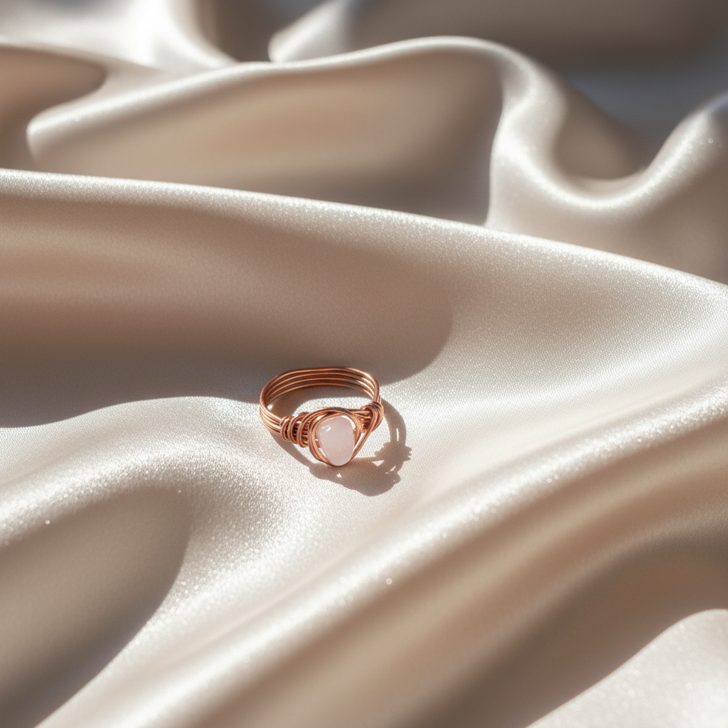 Rose Quartz | Rose Gold Handmade Wire-Wrapped Ring