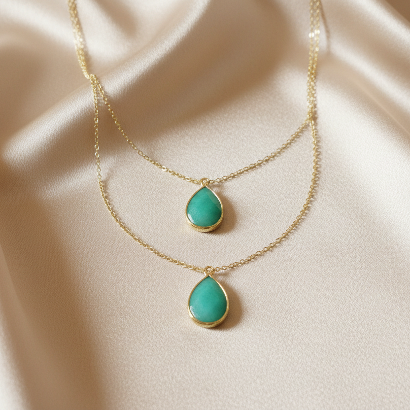 JADE | 14k Gold Cable Chain Reiki Crystal Necklace