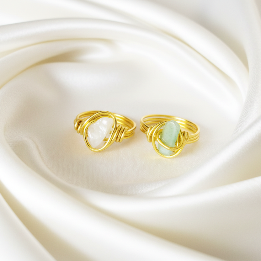 AVENTURINE | Minimalist 18K Gold Handmade Wire-Wrapped Ring