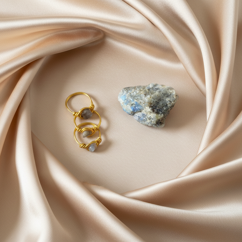 LABRADORITE | Minimalist 18K Gold-Layered Handmade Wire-Wrapped Ring