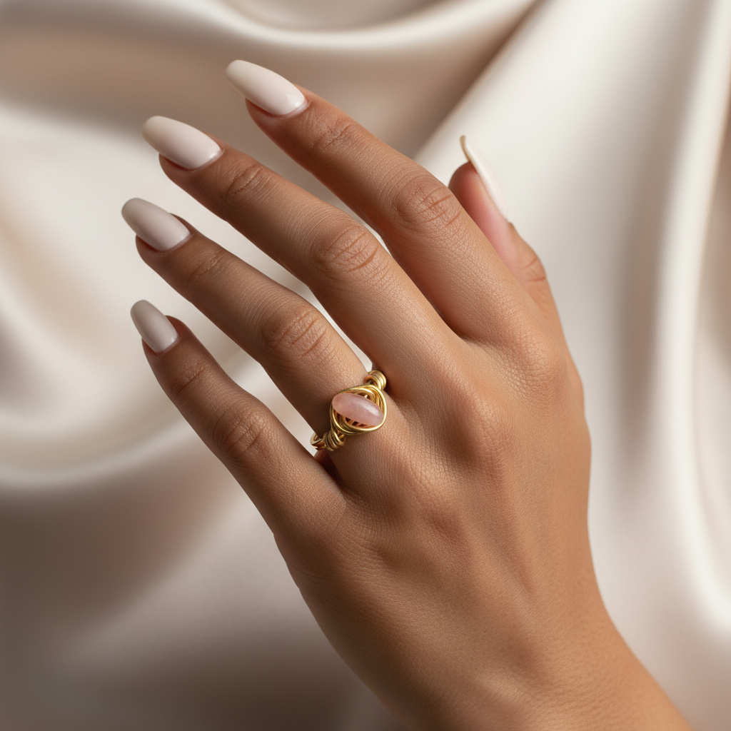 RHODONITE | 18K Gold Plated Wire-Wrapped Gemstone Ring