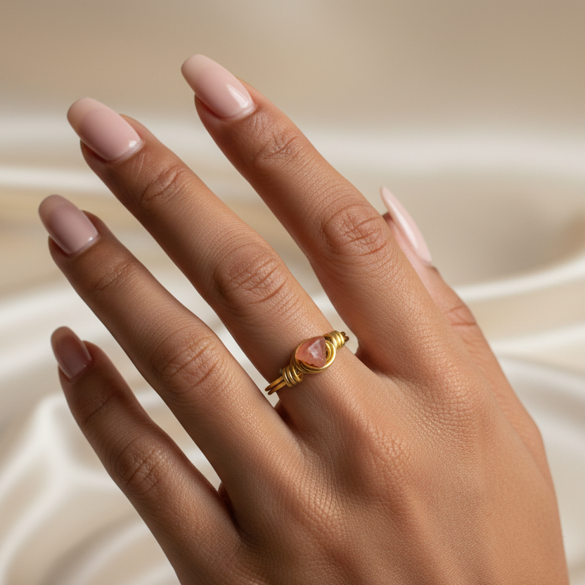 CARNELIAN | Minimalist 18K Gold Handmade Wire-Wrapped Ring