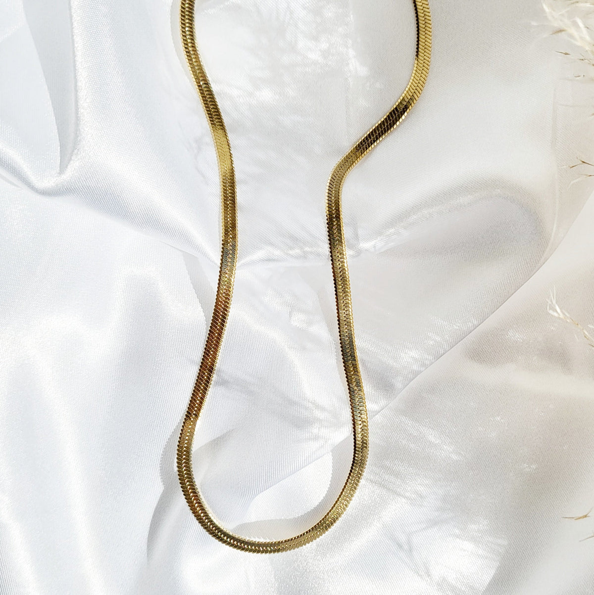 925 - Sterling Silver Herringbone | 14K Gold Flat Snake Chain Necklace