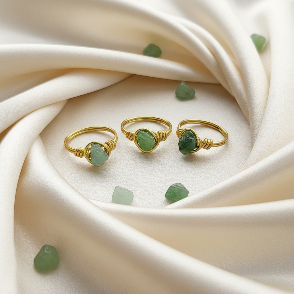 AVENTURINE | Minimalist 18K Gold Handmade Wire-Wrapped Ring