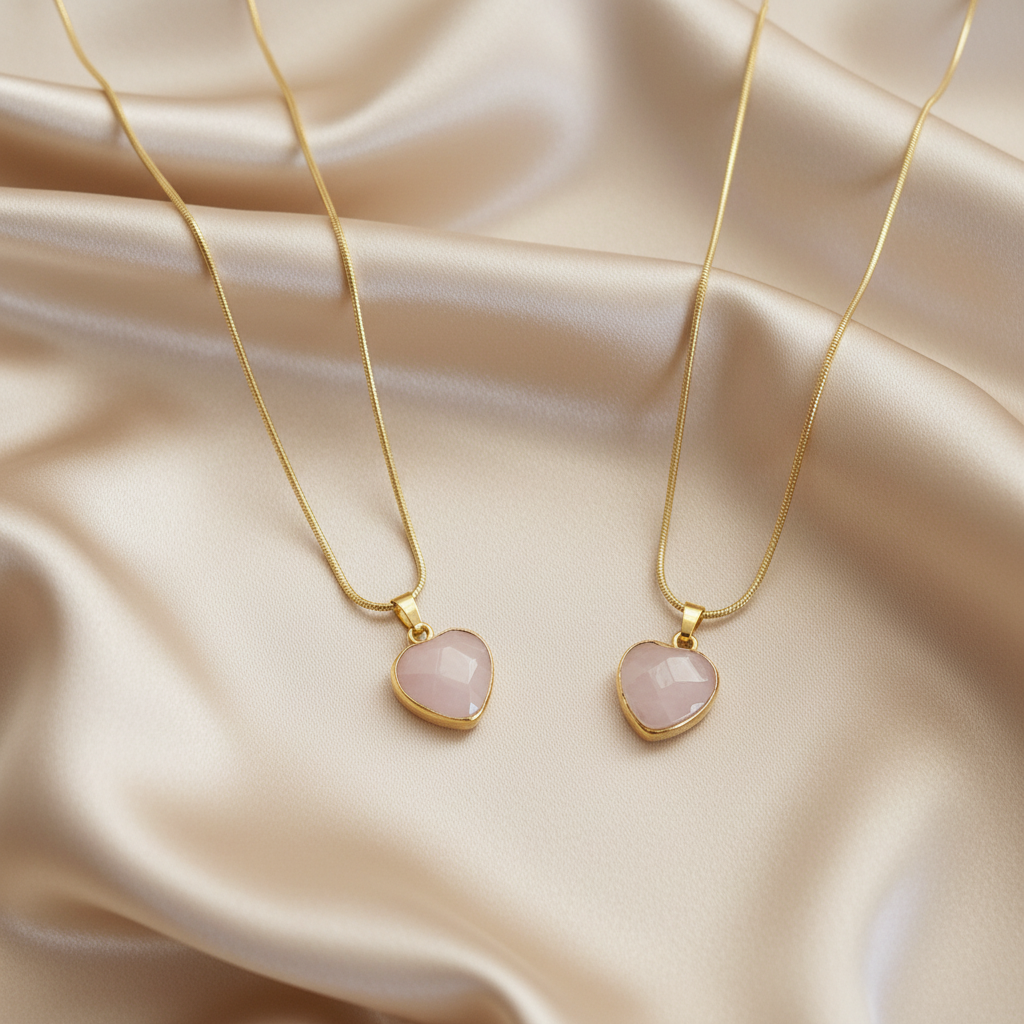 ROSE QUARTZ HEART | 14k Gold Crystal Healing Necklace