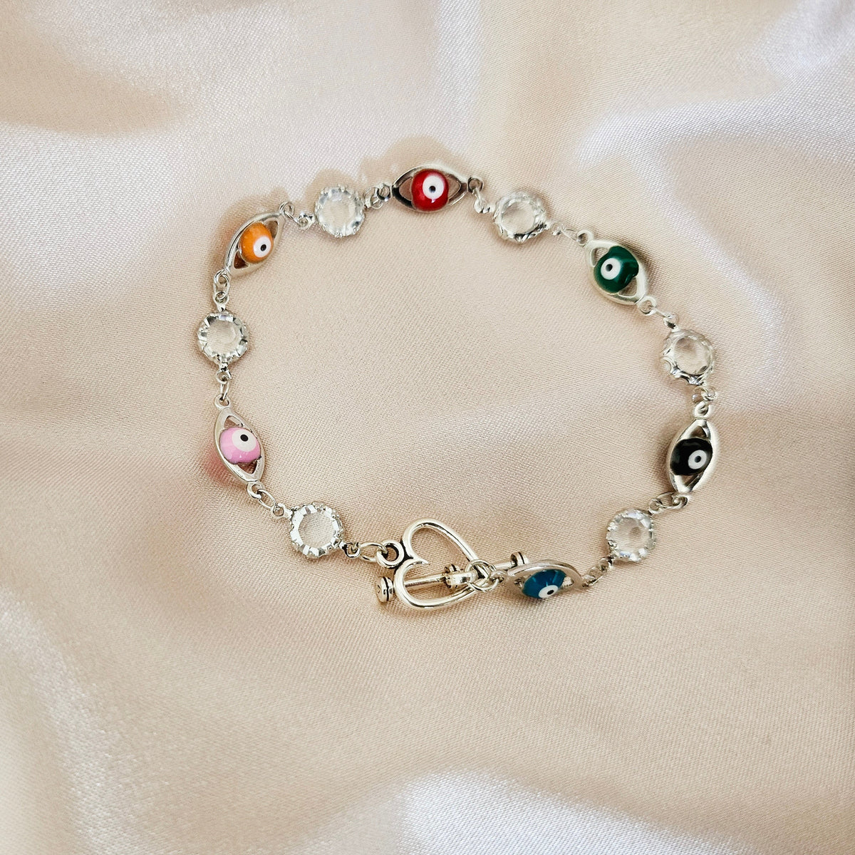 Silver Aine | 925 - Sterling Silver Evil Eye Bracelet Set