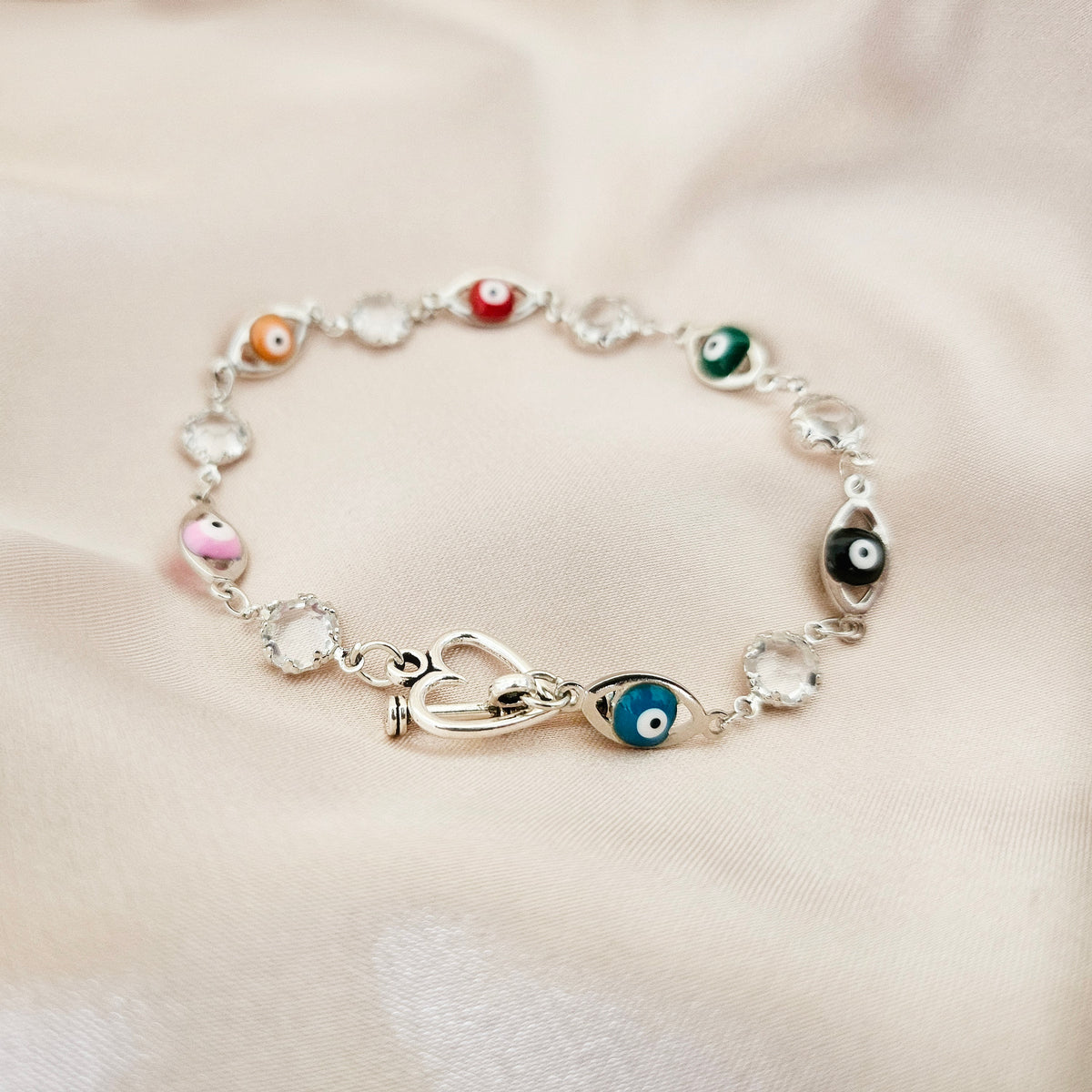 Silver Athena | 925 - Sterling Silver Evil Eye Bracelet Set