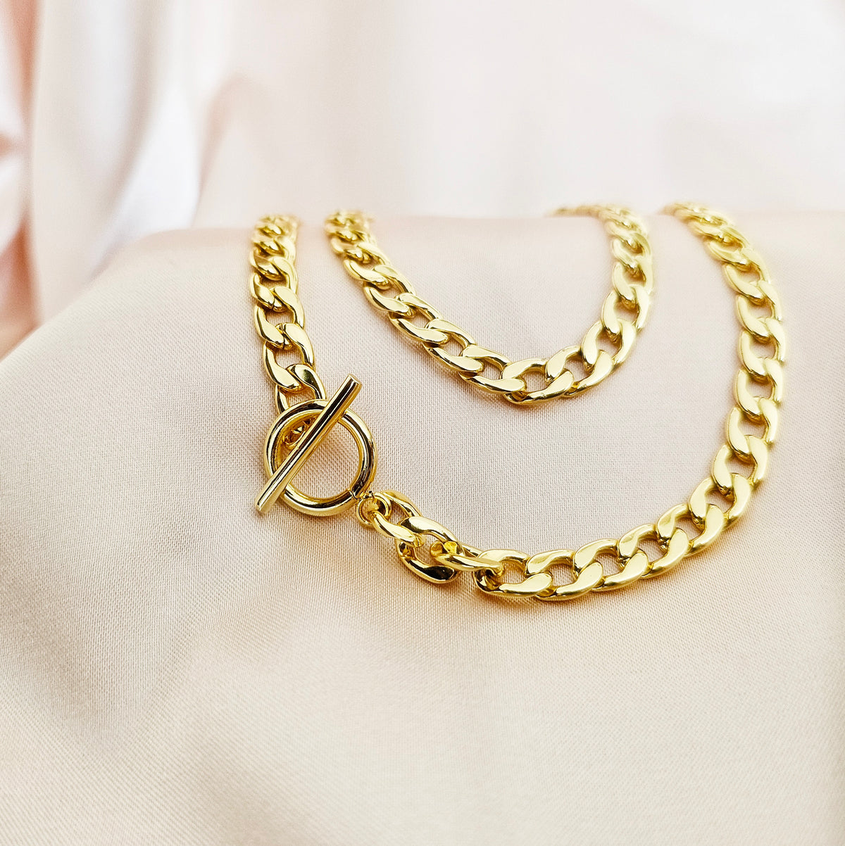 LOVER | 18K Gold- Filled Cuban Link Chain Choker Necklace + Bracelet Set