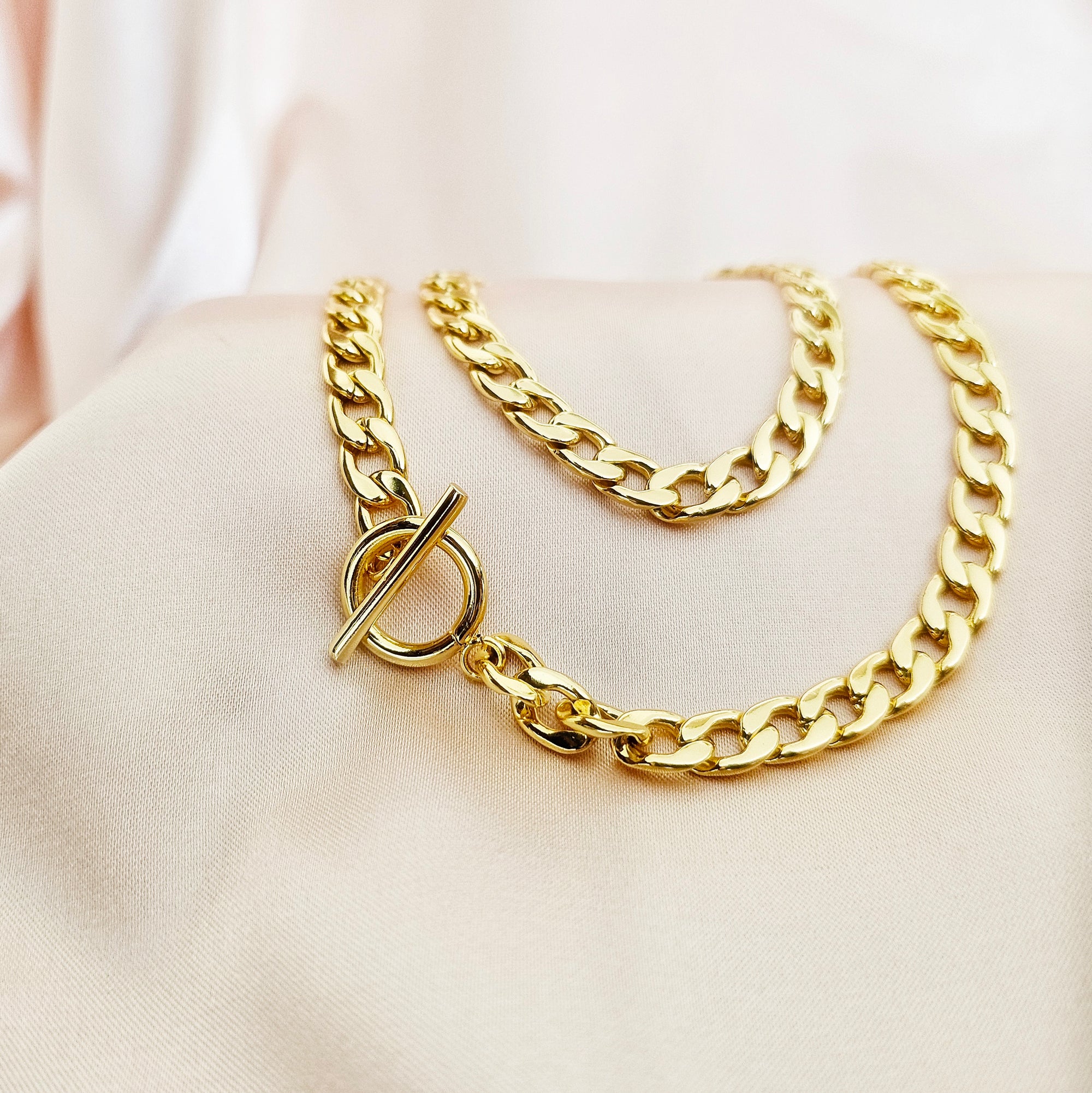 LOVER | 18K Gold- Filled Cuban Link Chain Choker Necklace + Bracelet Set