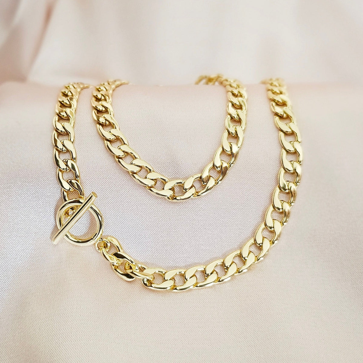 LOVER | 18K Gold- Filled Cuban Link Chain Choker Necklace + Bracelet Set
