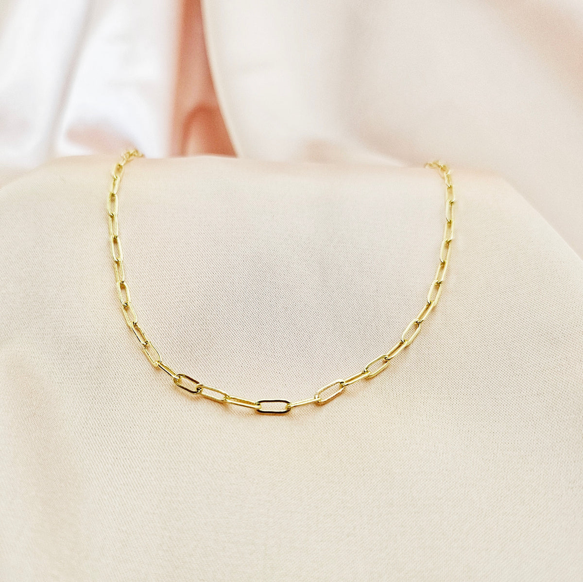 SACRED | 14K Gold Filled Delicate Paper Clip Chain Adjustable Choker Necklace