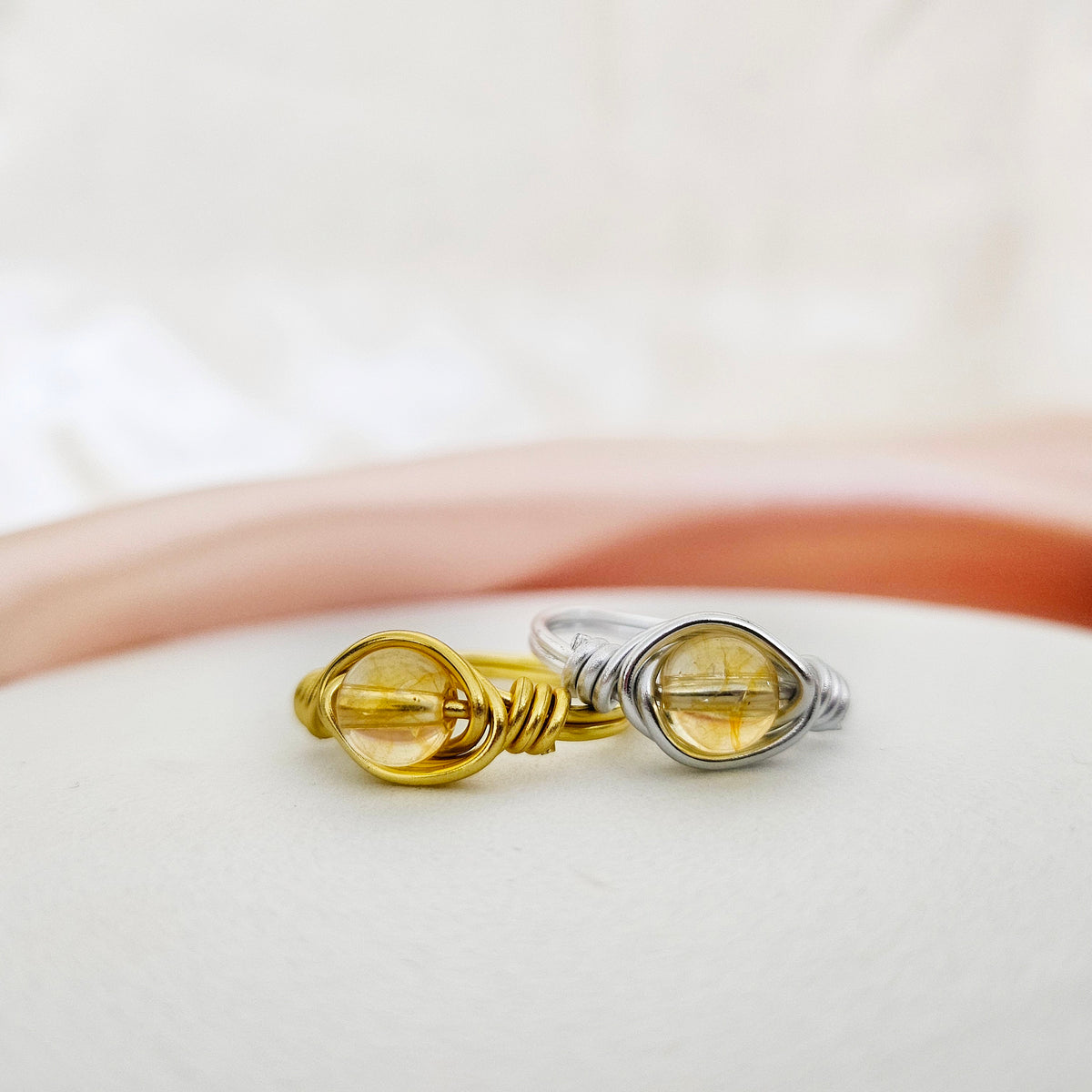 Citrine | Minimalist 18K Gold Handmade Wire-Wrapped Ring