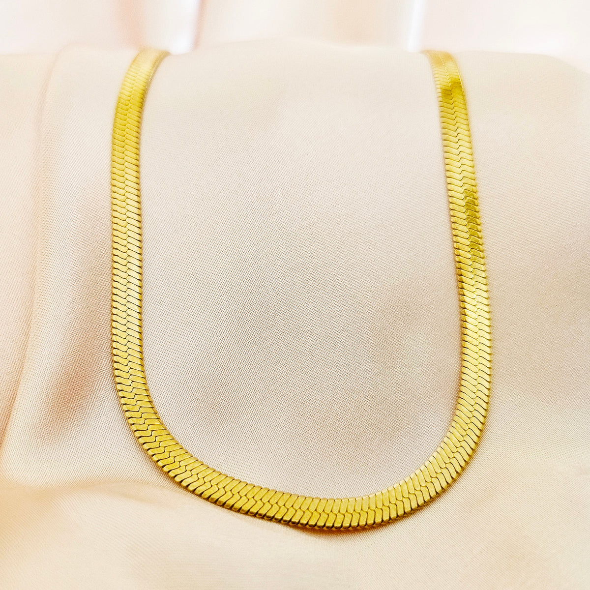 HERRINGBONE | 14K Gold Flat Snake Chain  Necklace