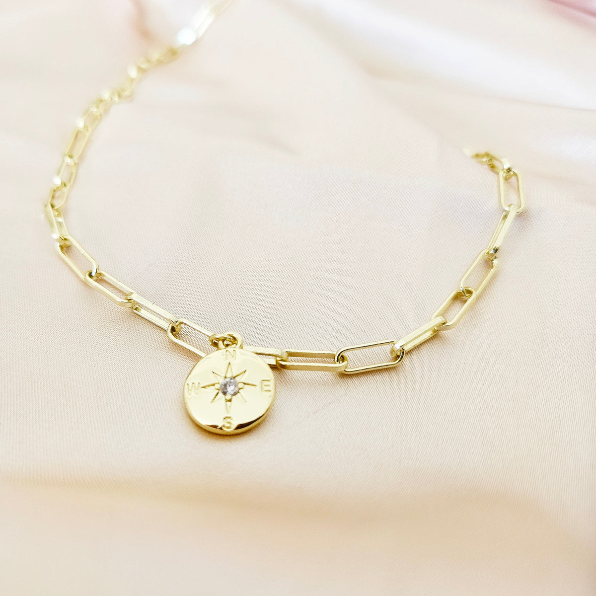 WANDERLUST | 14K Gold Minimalist Necklace | Delicate Compass Pendant Necklace