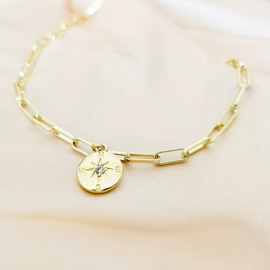 WANDERLUST | 14K Gold Minimalist Necklace | Delicate Compass Pendant Necklace