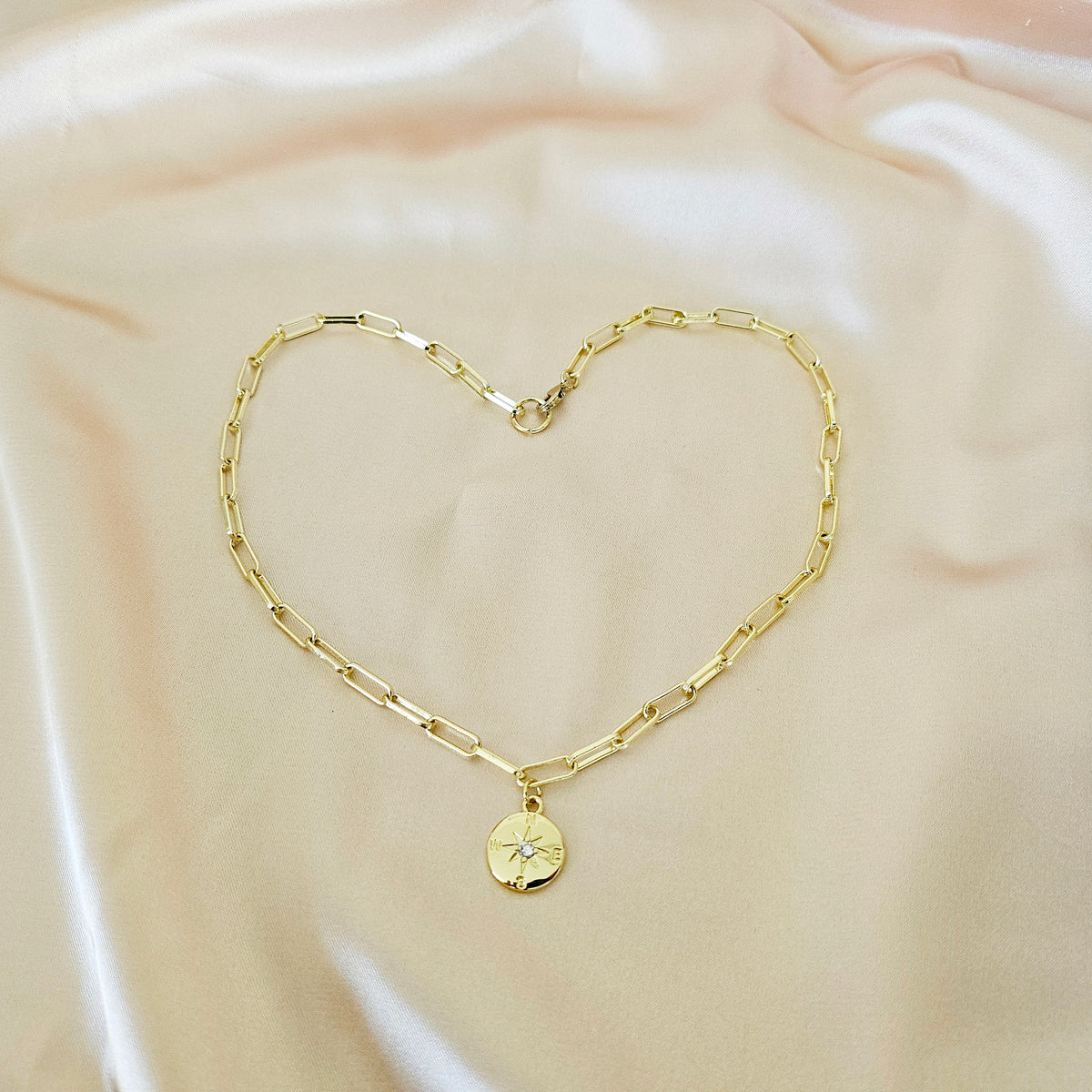 WANDERLUST | 14K Gold Minimalist Necklace | Delicate Compass Pendant Necklace