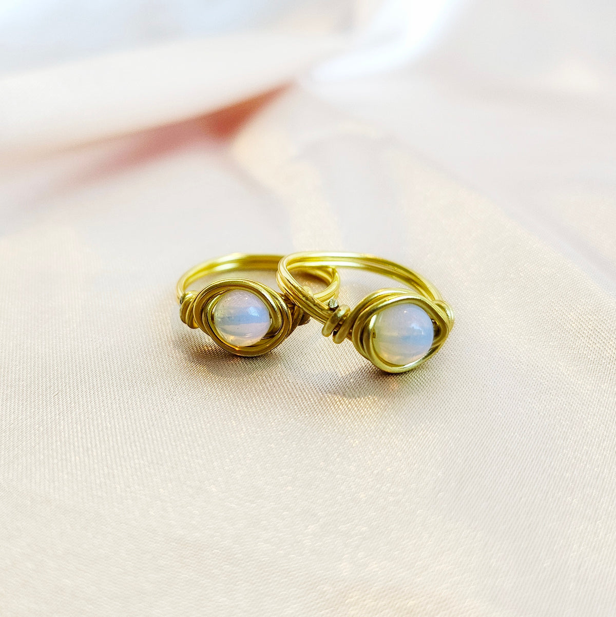 Opalite | Minimalist 18K Gold Handmade Wire-Wrapped Ring