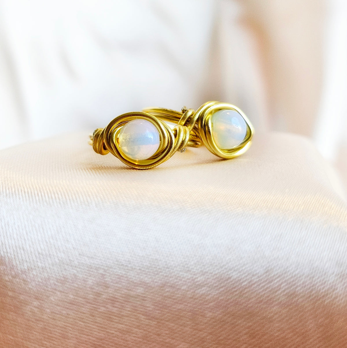 Opalite | Minimalist 18K Gold Handmade Wire-Wrapped Ring