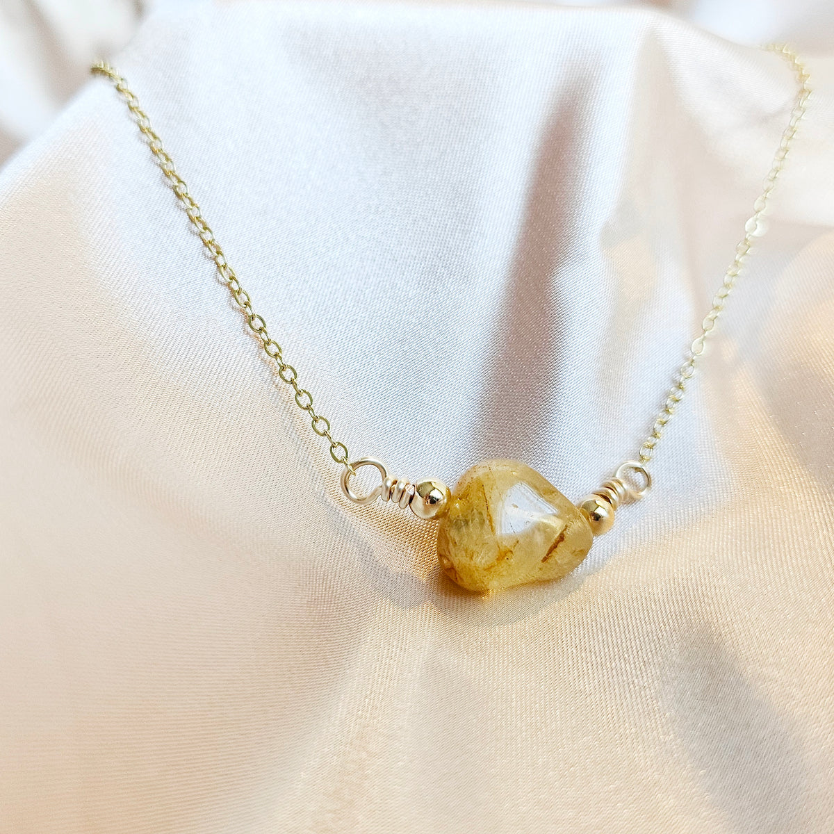 CITRINE | 14k Gold Handmade Dainty Crystal Healing Necklace