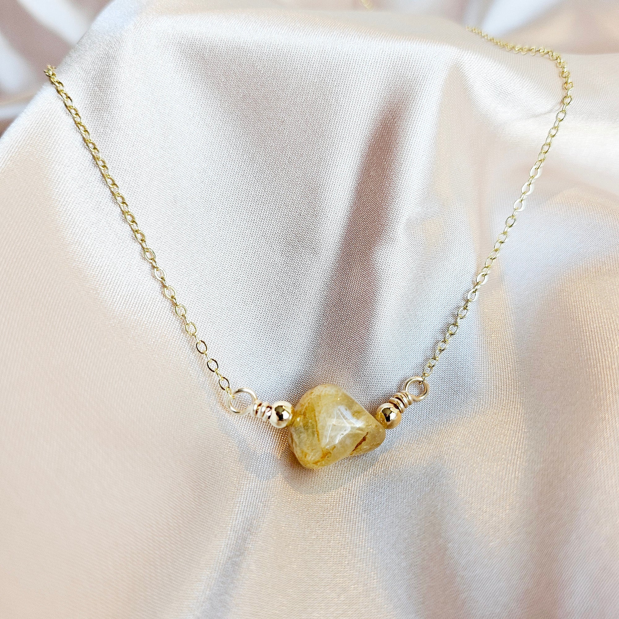 CITRINE | 14k Gold Handmade Dainty Crystal Healing Necklace