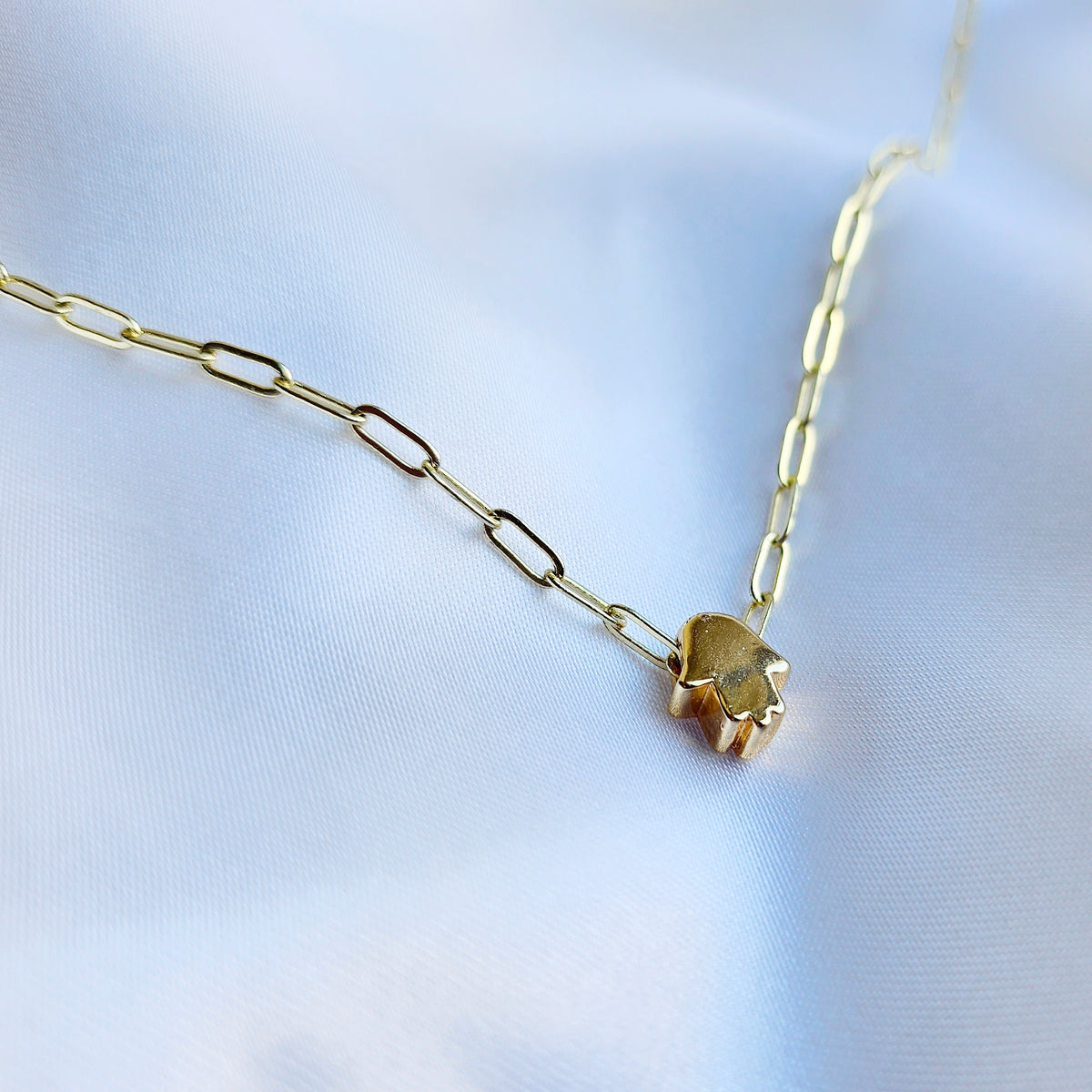 Sacred Hands | 14K Gold Filled Hamsa Paper Clip Chain Necklace Set