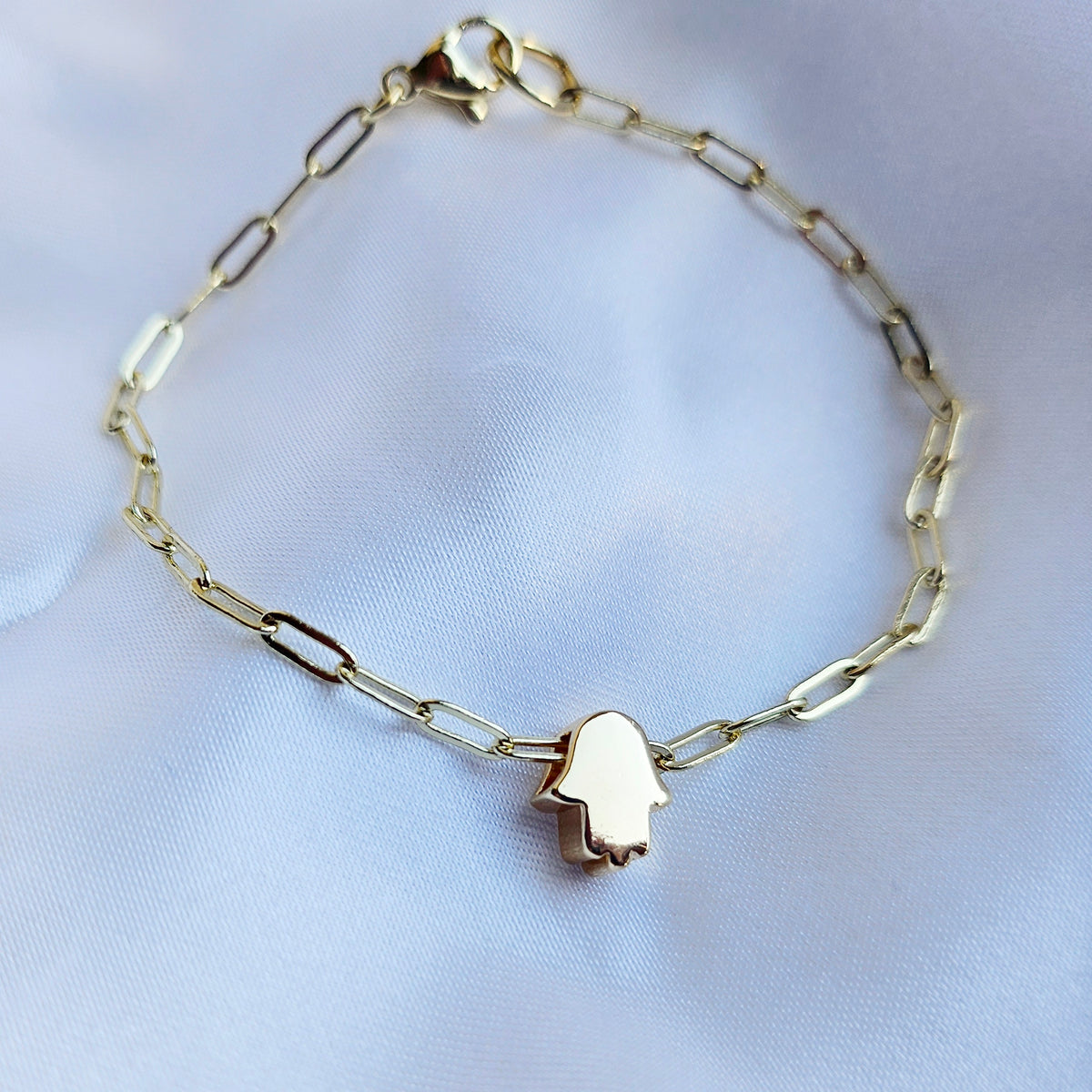 Sacred Hands | 14K Gold Filled Hamsa Paper Clip Chain Necklace Set