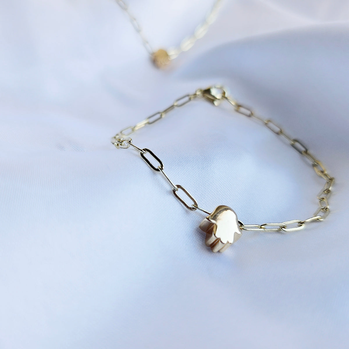 Sacred Hands | 14K Gold Filled Hamsa Paper Clip Chain Necklace Set