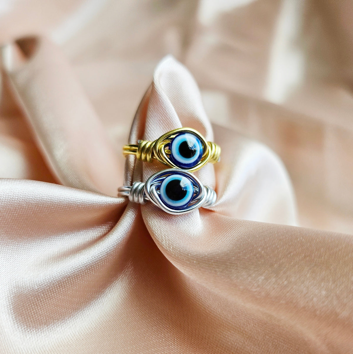 EVIL EYE | Minimalist 18K Gold-Layered Handmade Wire-Wrapped Ring