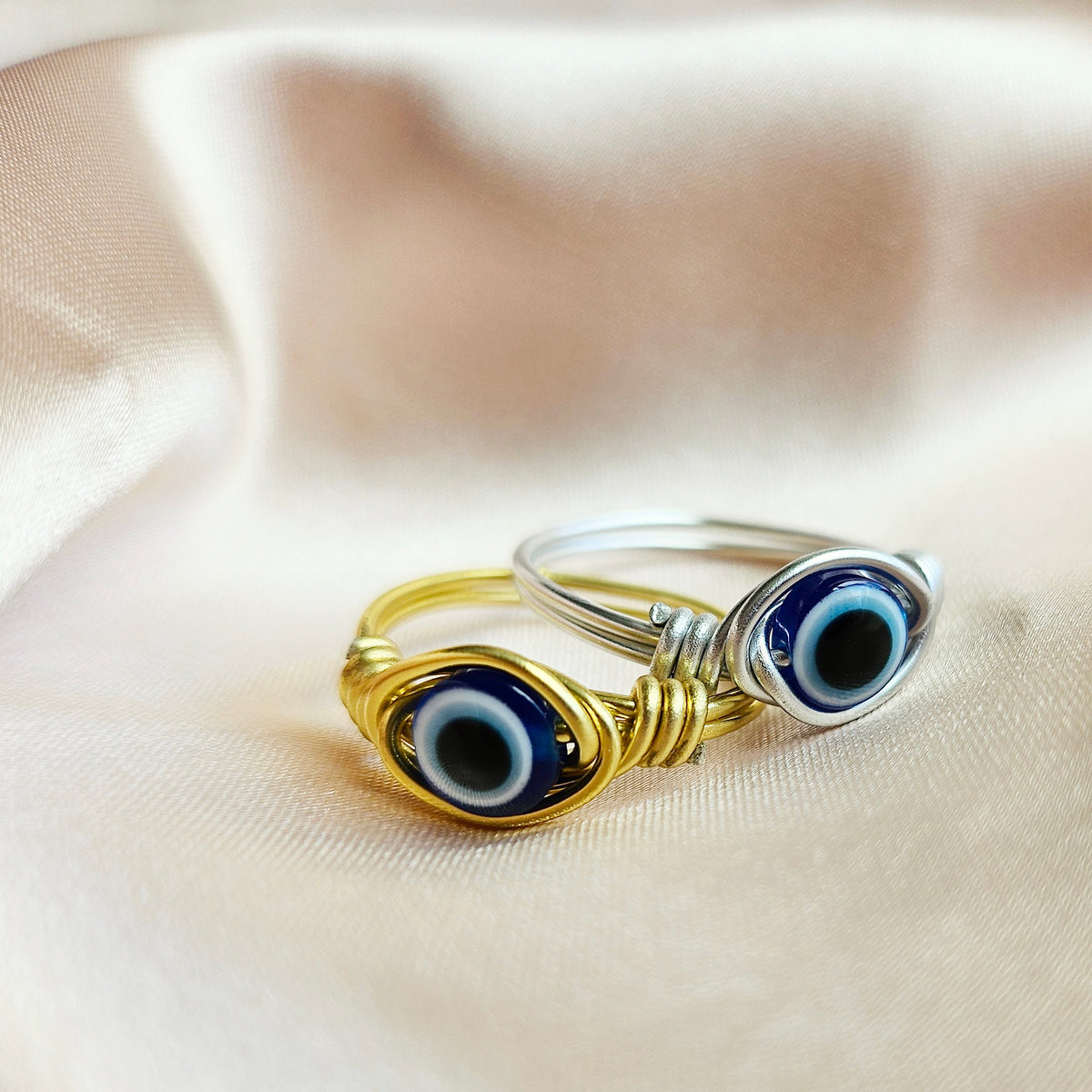 EVIL EYE | Minimalist 18K Gold-Layered Handmade Wire-Wrapped Ring