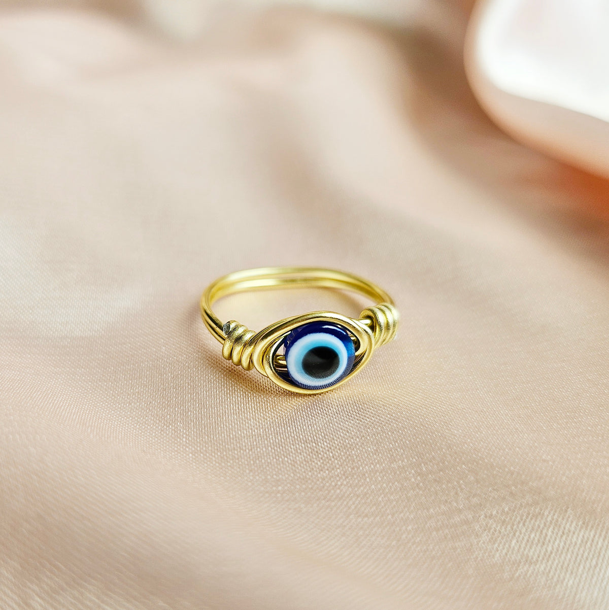 EVIL EYE | Minimalist 18K Gold-Layered Handmade Wire-Wrapped Ring