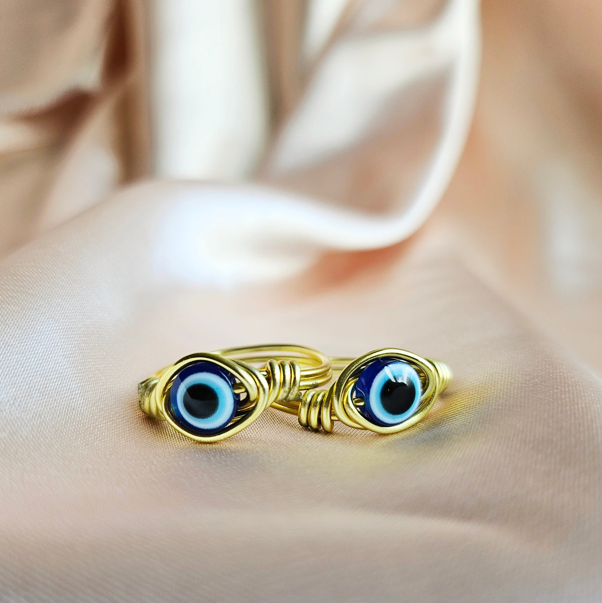 EVIL EYE | Minimalist 18K Gold-Layered Handmade Wire-Wrapped Ring
