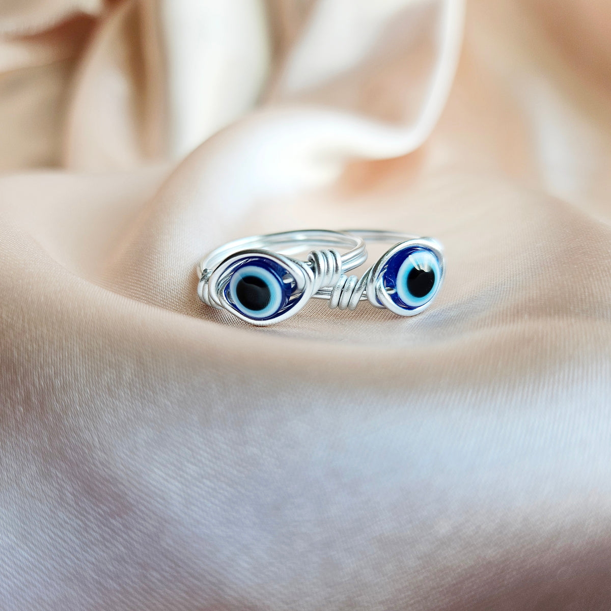 EVIL EYE | Silver Handmade Wire-Wrapped Ring